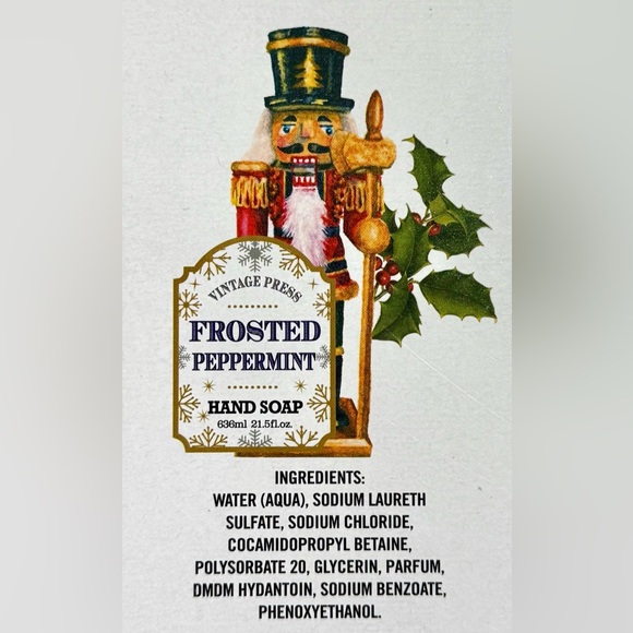 Vintage Press Frosted Peppermint Hand Soap Nutcracker Christmas New - Picture 4 of 5